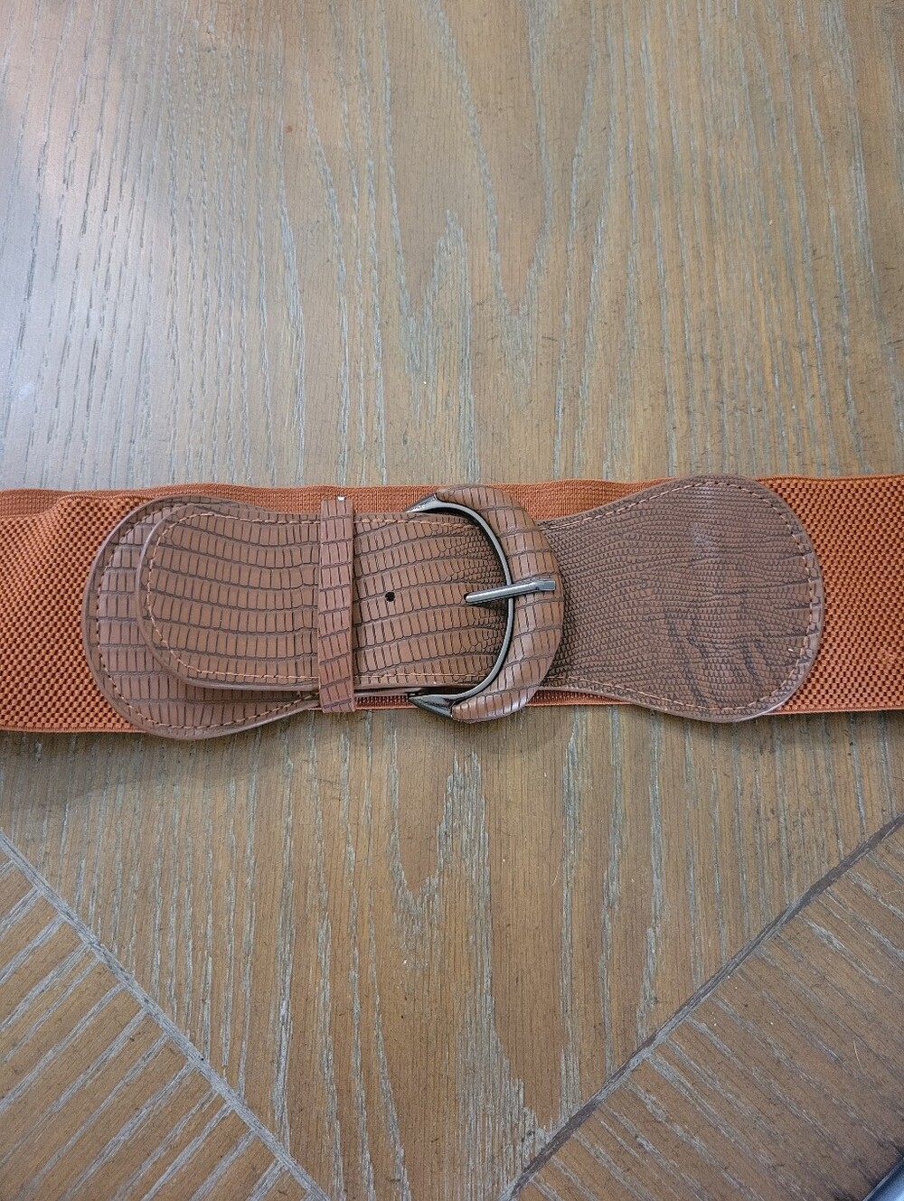 Unique & Stylish Terracotta Color Wide Plus Size Elastic Buckle Belt